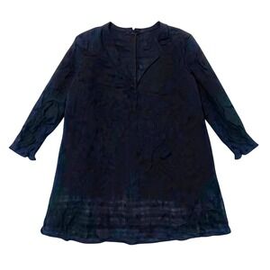 Forever 21 Tunic Top Plaid High Low Hem‎ Long Sleeve Blouse Black M